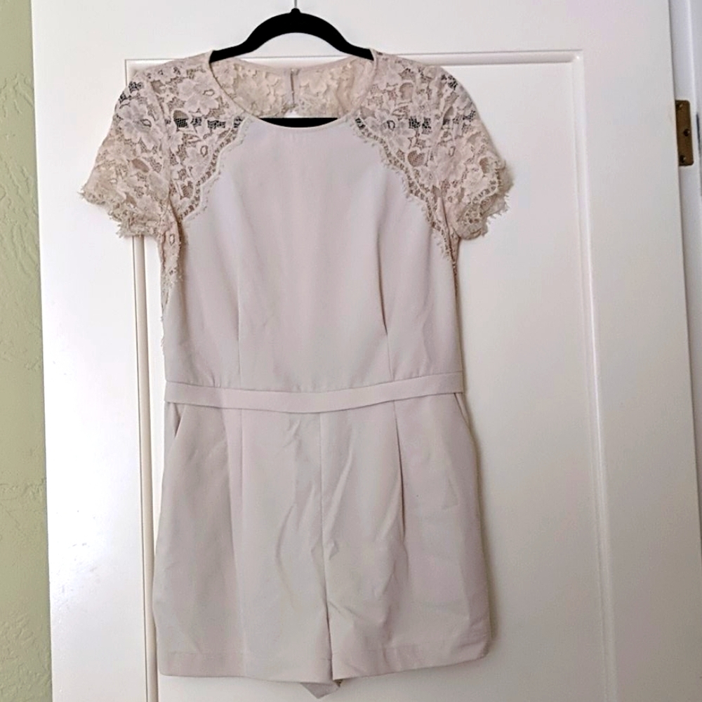 BCBGMaxAzria Lace Open Back Romper